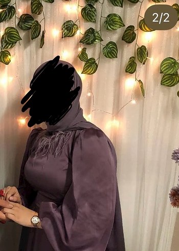 Abiye Drapeli Uzun Kollu Mor Tesettür Abiye
