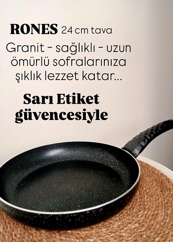RONES 24 cm Granit Tava Siyah