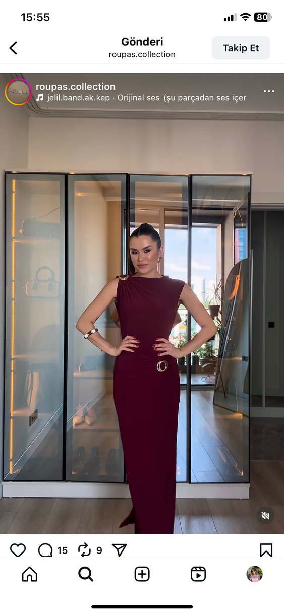 Bordo Drapeli Maxi Kadın şık Elbise - Görsel 3