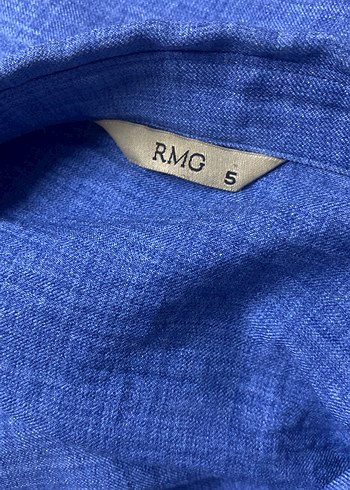 Düğmeli Mavi Keten Kadın Gömlek - Görsel 4