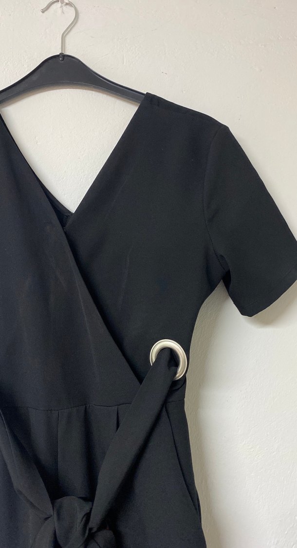 Kadın Siyah Kuşaklı Tulum - Görsel 2