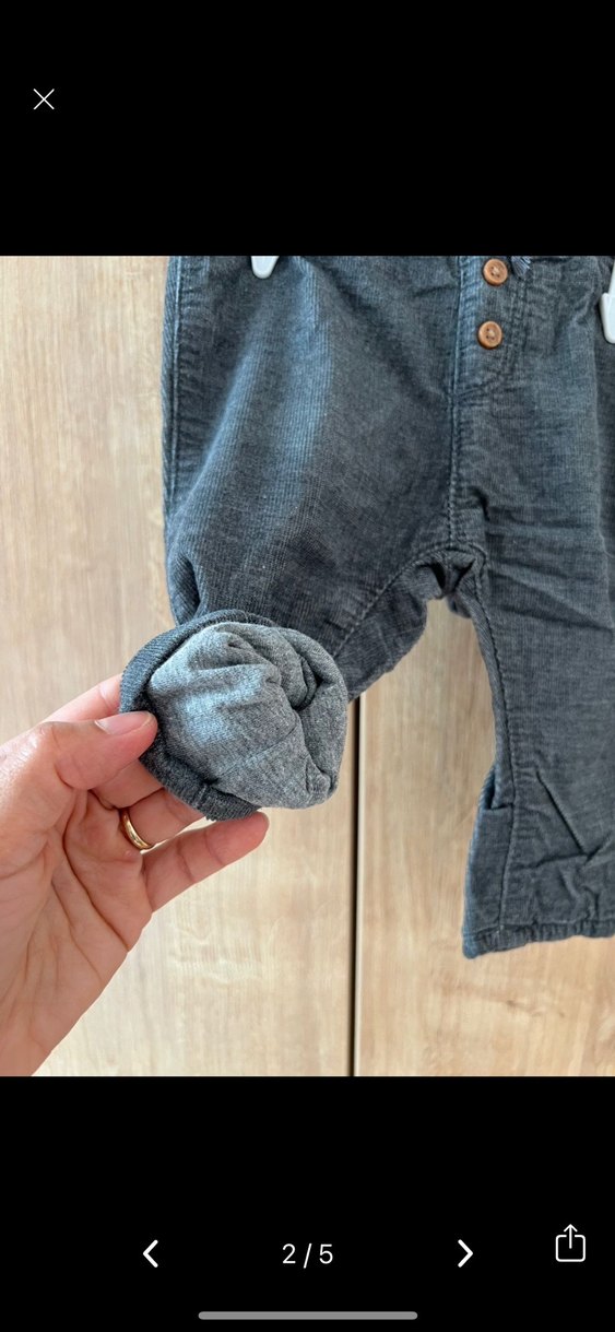 Gri Düğmeli Erkek bebek Kot Pantolon - Görsel 2