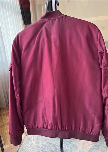 Bordo Fermuarlı Kadın Ceket zara marka - Görsel 5