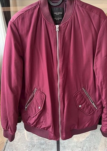 Bordo Fermuarlı Kadın Ceket zara marka - Görsel 2