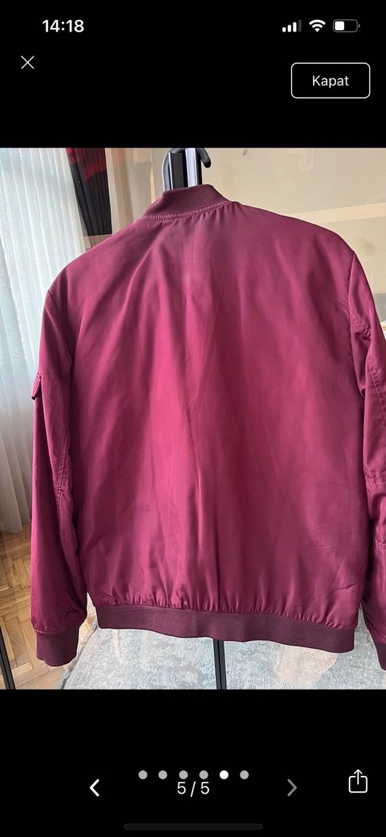 Bordo Fermuarlı Kadın Ceket zara marka - Görsel 5