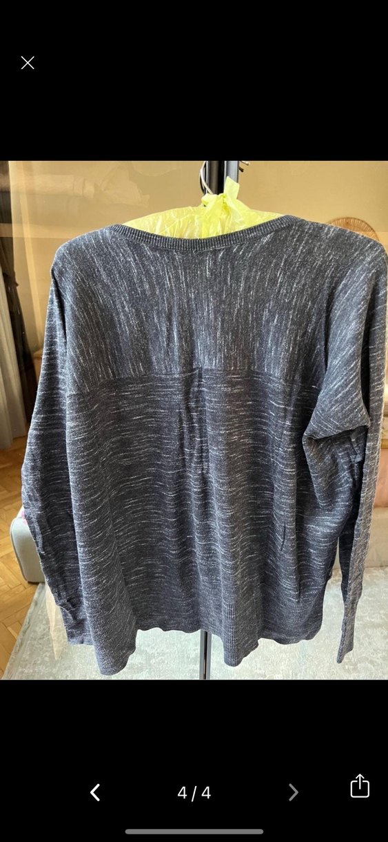 Gri V Yaka Uzun Kollu Salaş Kazak - Görsel 4