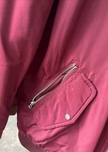 Bordo Kadın Fermuarlı Streetwear Ceket - Görsel 4