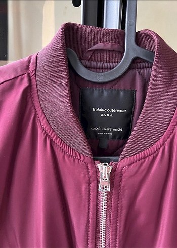 Bordo Kadın Fermuarlı Streetwear Ceket - Görsel 3
