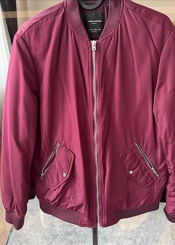 Bordo Kadın Fermuarlı Streetwear Ceket - Görsel 2