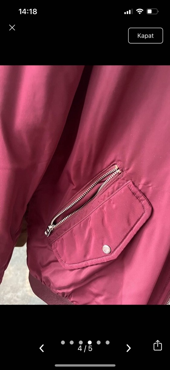 Bordo Kadın Fermuarlı Streetwear Ceket - Görsel 4