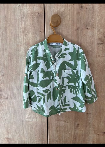 Erkek Çocuk Yeşil Desenli Uzun Kollu Gömlek - Görsel 4