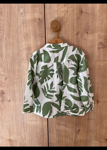 Erkek Çocuk Yeşil Desenli Uzun Kollu Gömlek - Görsel 3