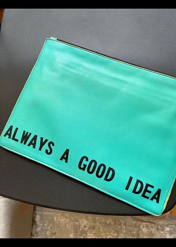 Turkuaz Baskılı Deri Kadın Clutch Çanta - Görsel 2