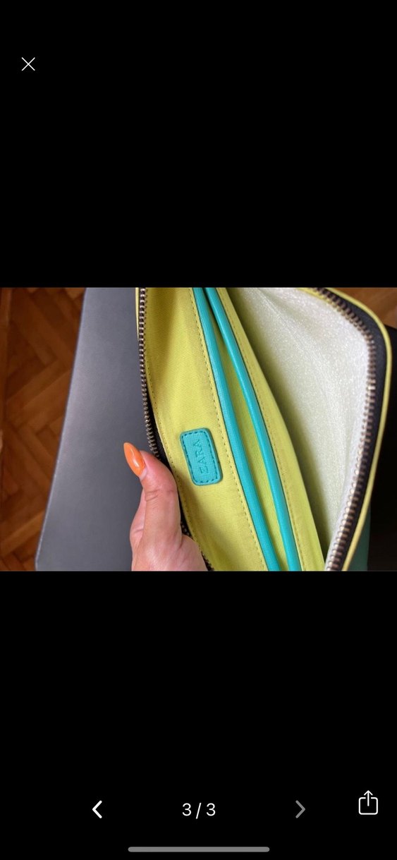 Turkuaz Baskılı Deri Kadın Clutch Çanta - Görsel 3