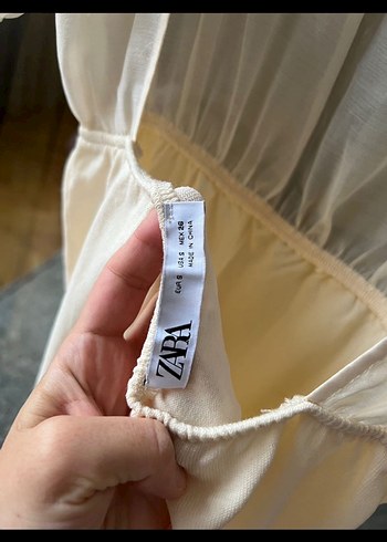 Zara Beyaz Uzun Transparan Salaş Elbise