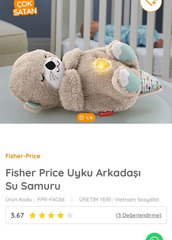 Fisher Price Uyku Arkadaşı Su Samuru Peluş