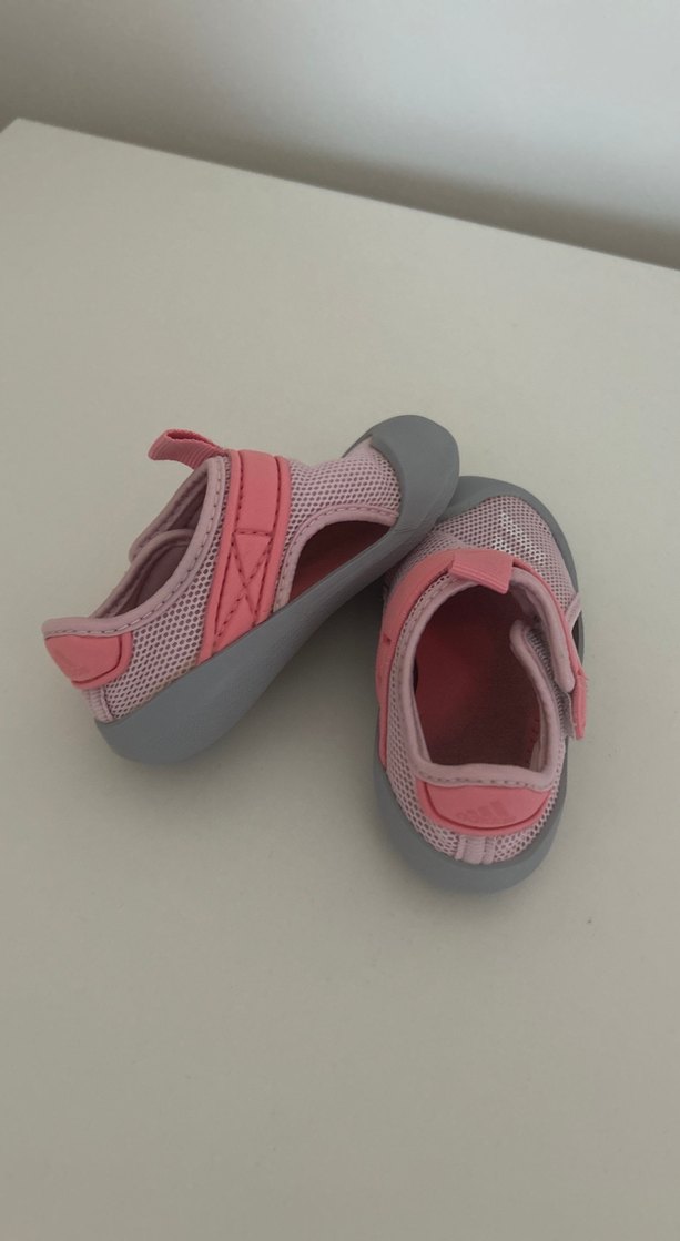 Kız Çocuk Pembe Gri Cırt Cırtlı Terlik - Görsel 3