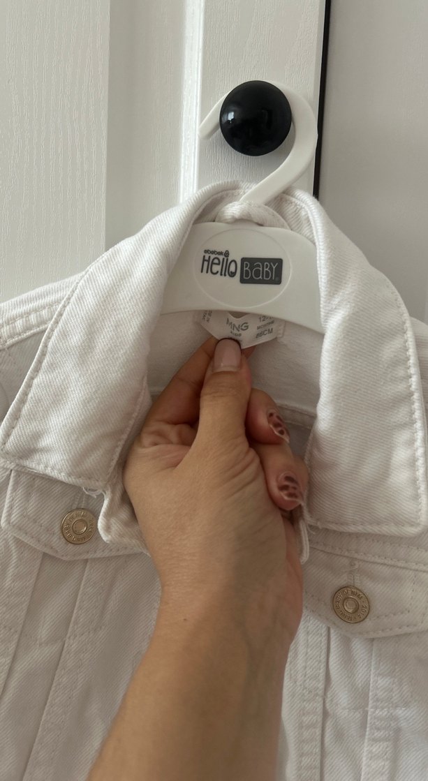 Kız Çocuk Beyaz Düğmeli Kot Ceket - Görsel 4