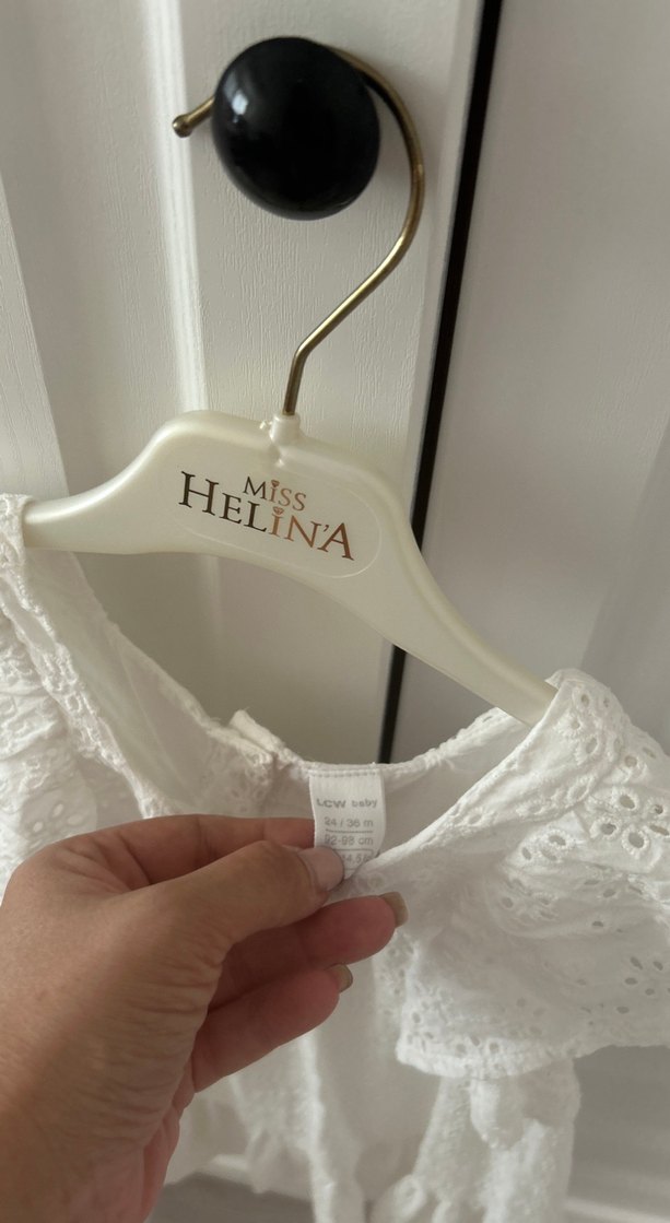 Kız Çocuk Beyaz Nakışlı Fırfırlı Elbise - Görsel 3