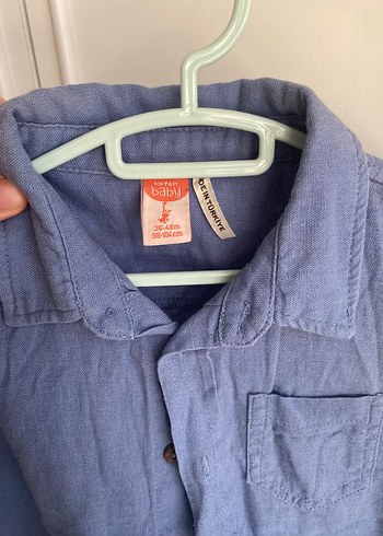4 Yaş Beden mavi Renk Erkek Çocuk Kısa Kollu Denim Gömlek
