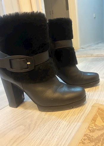 Siyah Deri Kürklü Topuklu Bot - Görsel 3