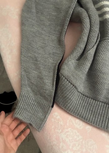 Gri Kadın Örgü Triko Sweatshirt - Görsel 5