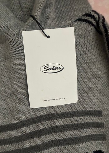 Gri Kadın Örgü Triko Sweatshirt - Görsel 3