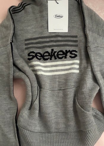 Gri Kadın Örgü Triko Sweatshirt - Görsel 2