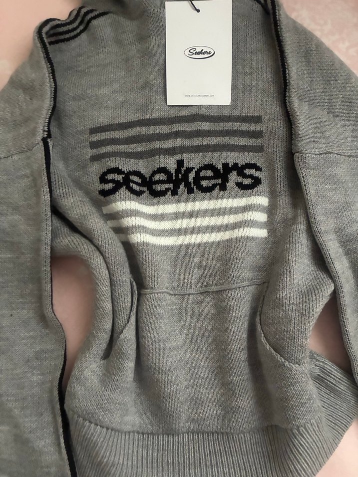 Gri Kadın Örgü Triko Sweatshirt - Görsel 2