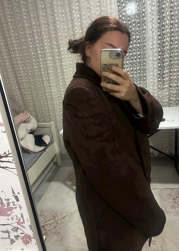 Kahverengi Süet Vintage Kadın Kaban - Görsel 4