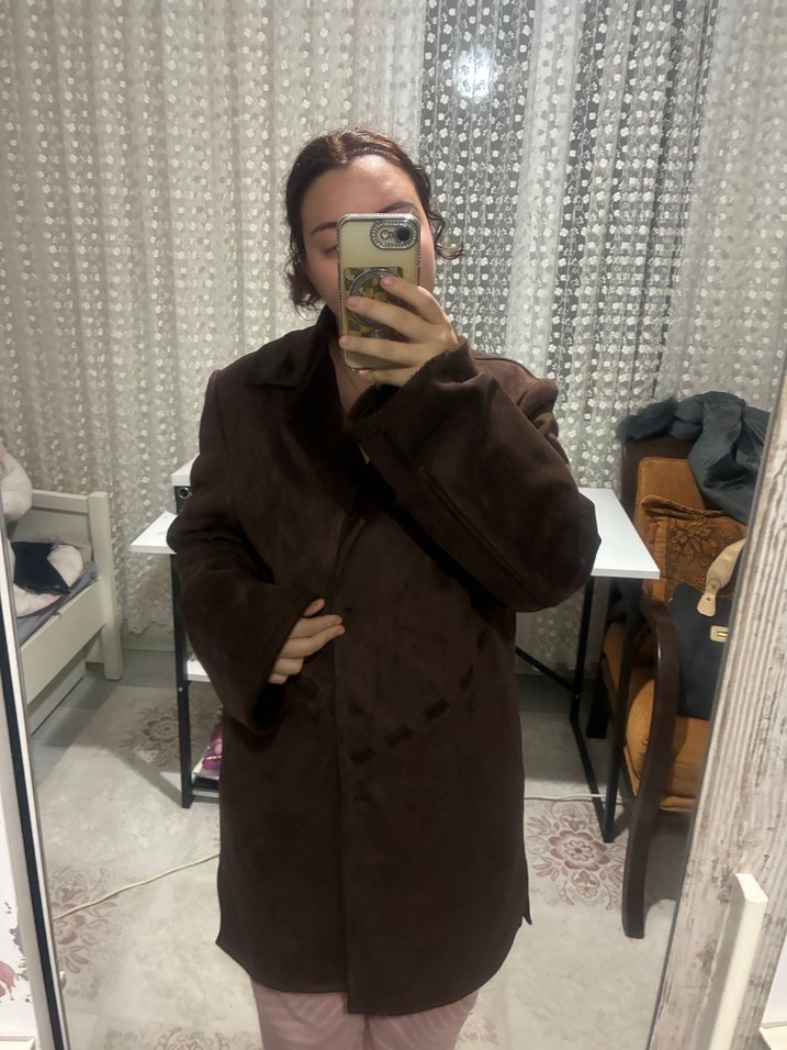 Kahverengi Süet Vintage Kadın Kaban - Görsel 3