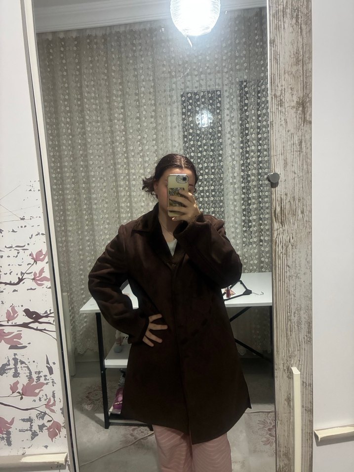 Kahverengi Süet Vintage Kadın Kaban - Görsel 5