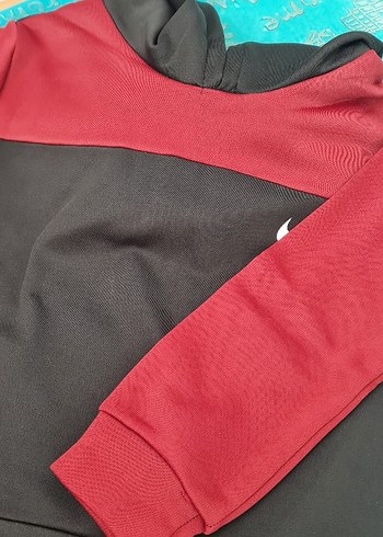 Kırmızı Siyah Kapüşonlu Erkek Sweatshirt - Görsel 2