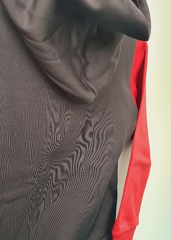 Kırmızı Siyah Kapüşonlu Erkek Sweatshirt - Görsel 6