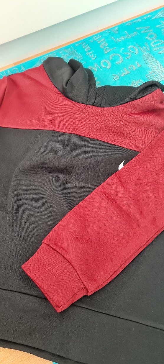 Kırmızı Siyah Kapüşonlu Erkek Sweatshirt - Görsel 2