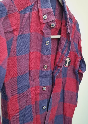 Erkek Çocuk Bordo Kareli Uzun Kollu Gömlek - Görsel 4