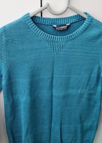 Turkuaz Cocuk Triko Bisiklet Yaka Kazak - Görsel 2