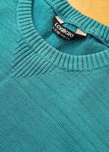 Turkuaz Cocuk Triko Bisiklet Yaka Kazak - Görsel 3