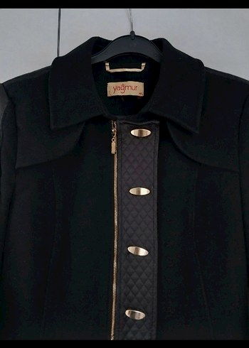 Siyah Uzun Süet Düğmeli Kadın Kaban - Görsel 2