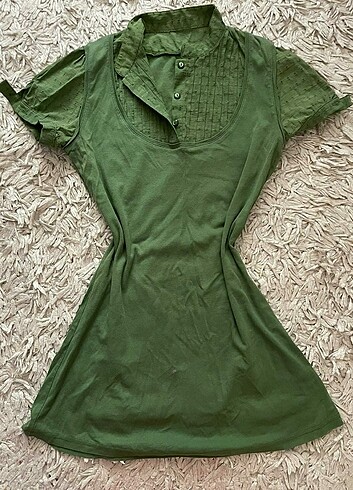 Vintage Mini Elbise Yeşil