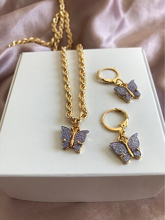 Simli kelebek set