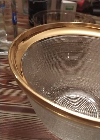 Altın Kenarlı Şeffaf Kase 23,5 cm - Görsel 7