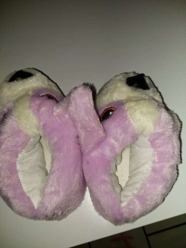 Mor Bağcıklı Peluş çocuk pandufu - Görsel 2