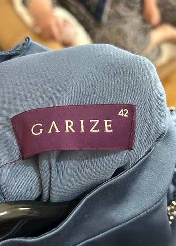 Diğer Mavi Drapeli Uzun Kollu Uzun Elbise