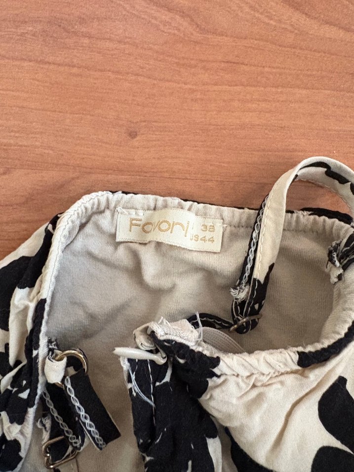 Askılı Siyah Beyaz Bohem Uzun Elbise - Görsel 3