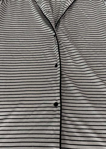 Lacivert çizgili Zebra Desenli Uzun Kadın Pijama - Görsel 2