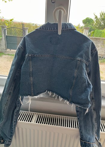 Zara Mavi Kadın Kot Ceket - Bol Kesim, Midi Boy