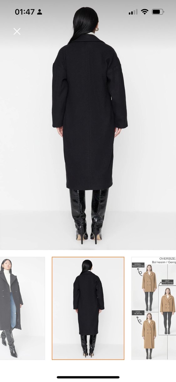 Siyah Düğmeli Uzun Kaban Trendyolmilla - Görsel 2