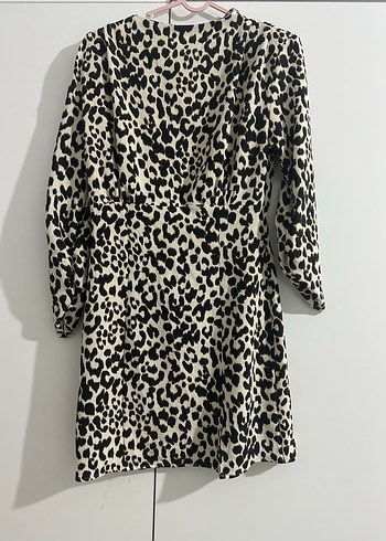 Kahverengi Leopar Desenli Midi Kadın Elbise