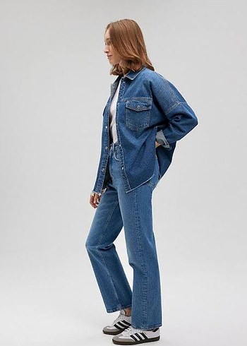 s Beden mavi Renk Çıtçıtlı Mavi Denim Gömlek Ceket